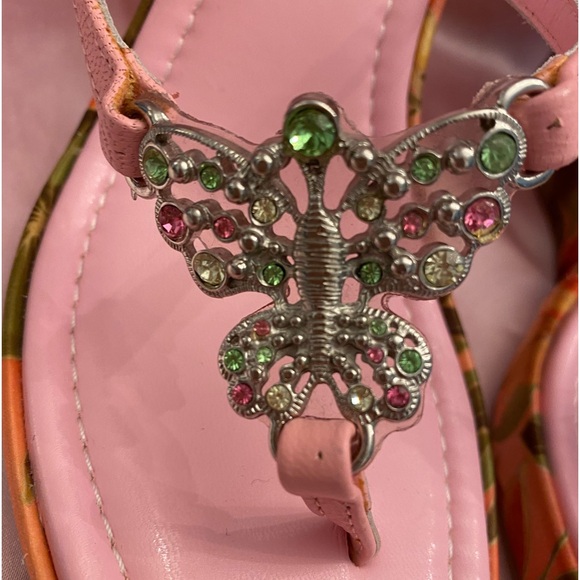 A S STUDIO SIZE 38 (US 7.5) PLATFORM SANDALS EACH HAS PINK/GREEN JEWEL BUTTERFLY - Picture 3 of 8